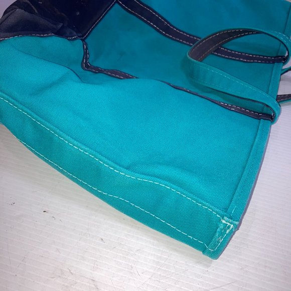 Vintage L.L. Bean Boat & Tote Canvas Bag Teal/Blue "TIPSEA" Embroidered 22x14 - Picture 6 of 12